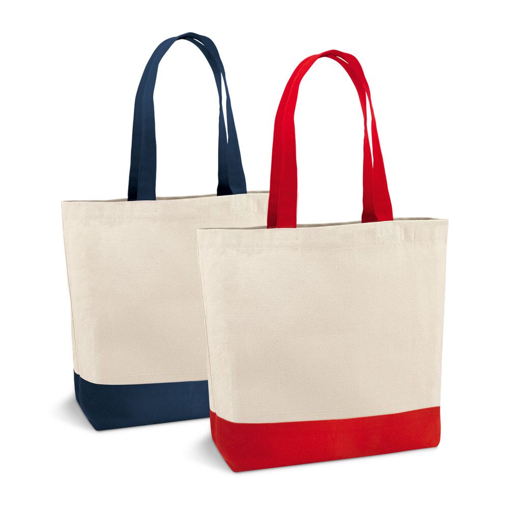 Sacosa din bumbac (280g/m²) cu buzunar interior - manere si fund colorat - Color Bottom -  40 cm x 46cm x 15 cm