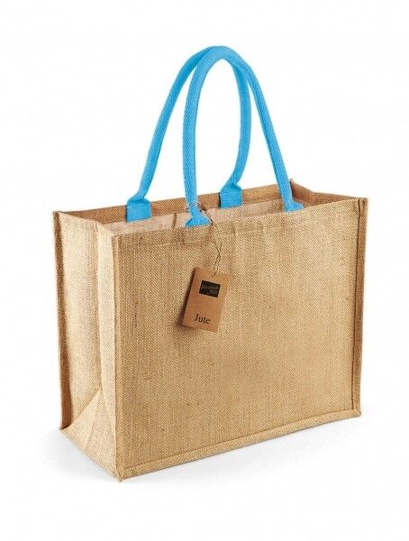 Sacosa iuta cu manere colorate clasic - Classic Jute Shopper - imagine 2